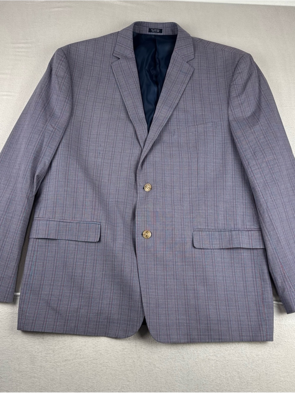 Saddlebred Mens Multicolor Micro-Check Plaid Blazer Cotton 50L  Preppy Wedding